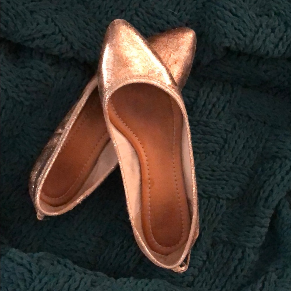Frye Regina Rose Gold Distressed Flats Sz 6.5